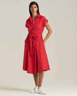 Abito chemisier rosso in caddy di seta