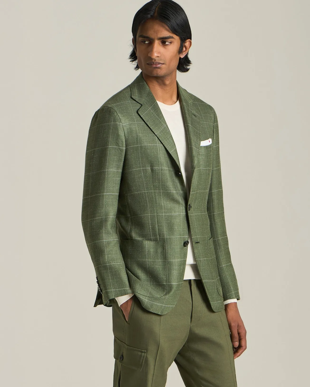 Blazer A Quadri In Cashmere Blend