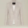 Blazer donna Principe di Galles beige cashmere blend