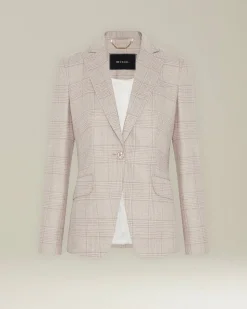 Blazer donna Principe di Galles beige cashmere blend