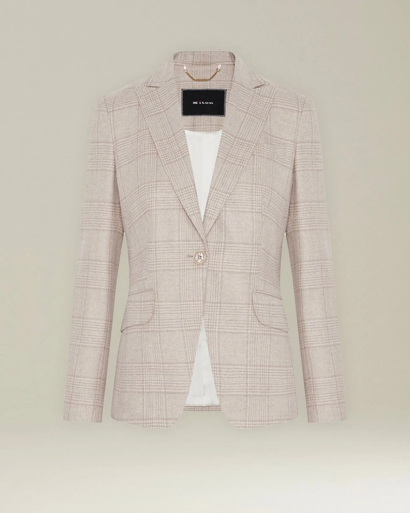 Blazer donna Principe di Galles beige cashmere blend