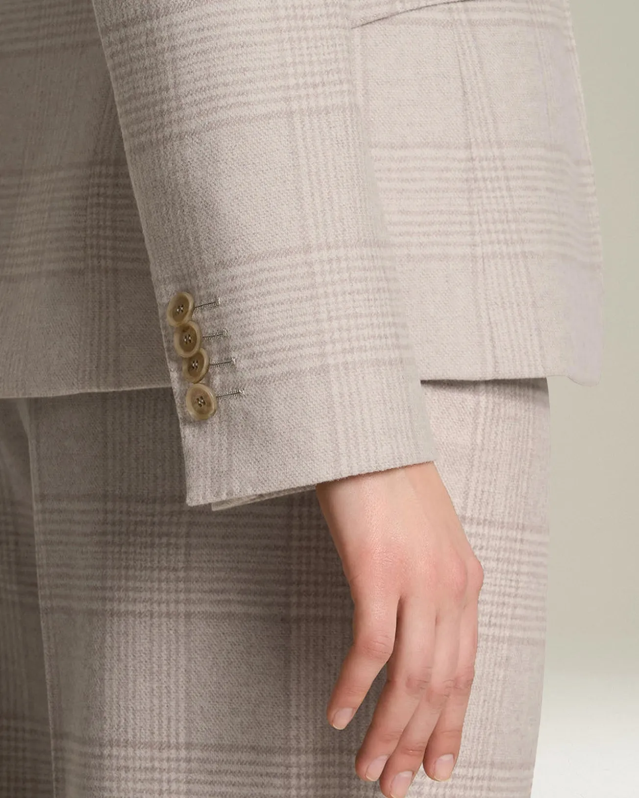 Blazer donna Principe di Galles beige cashmere blend