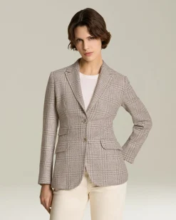 Blazer donna Sartoriale beige in blend di lana vergine