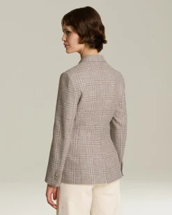 Blazer donna Sartoriale beige in blend di lana vergine