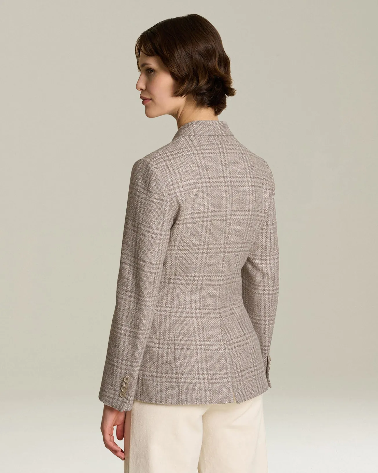 Blazer donna Sartoriale beige in blend di lana vergine