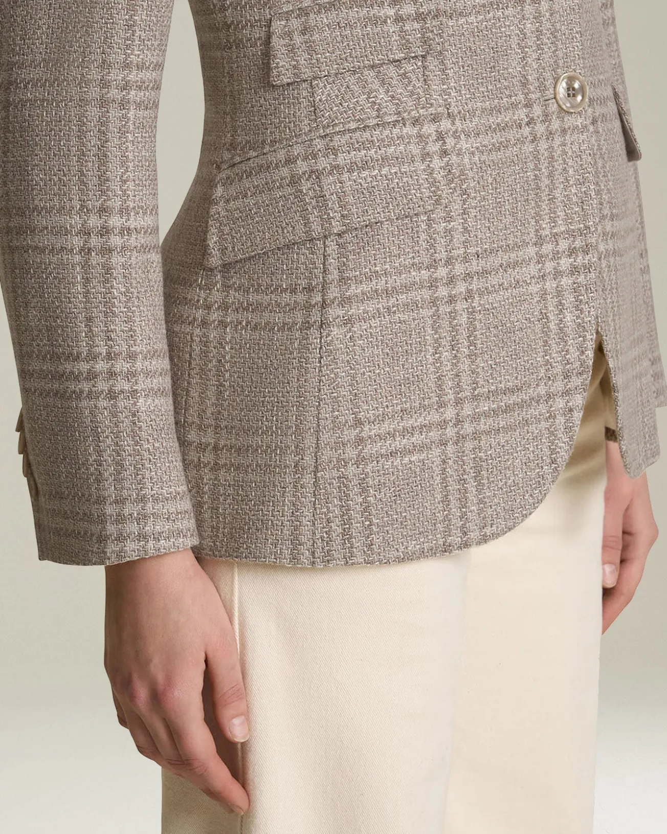 Blazer donna Sartoriale beige in blend di lana vergine