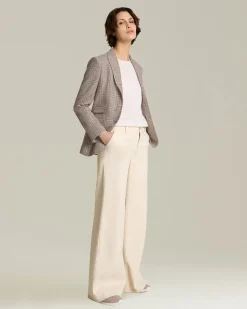 Blazer donna Sartoriale beige in blend di lana vergine