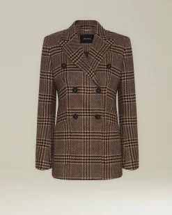 Blazer Doppiopetto donna Principe di Galles in seta e cashmere