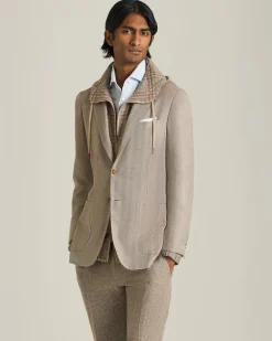 BLAZER IN MISTO CASHMERE CON MOTIVO A SPINA DI PESCE