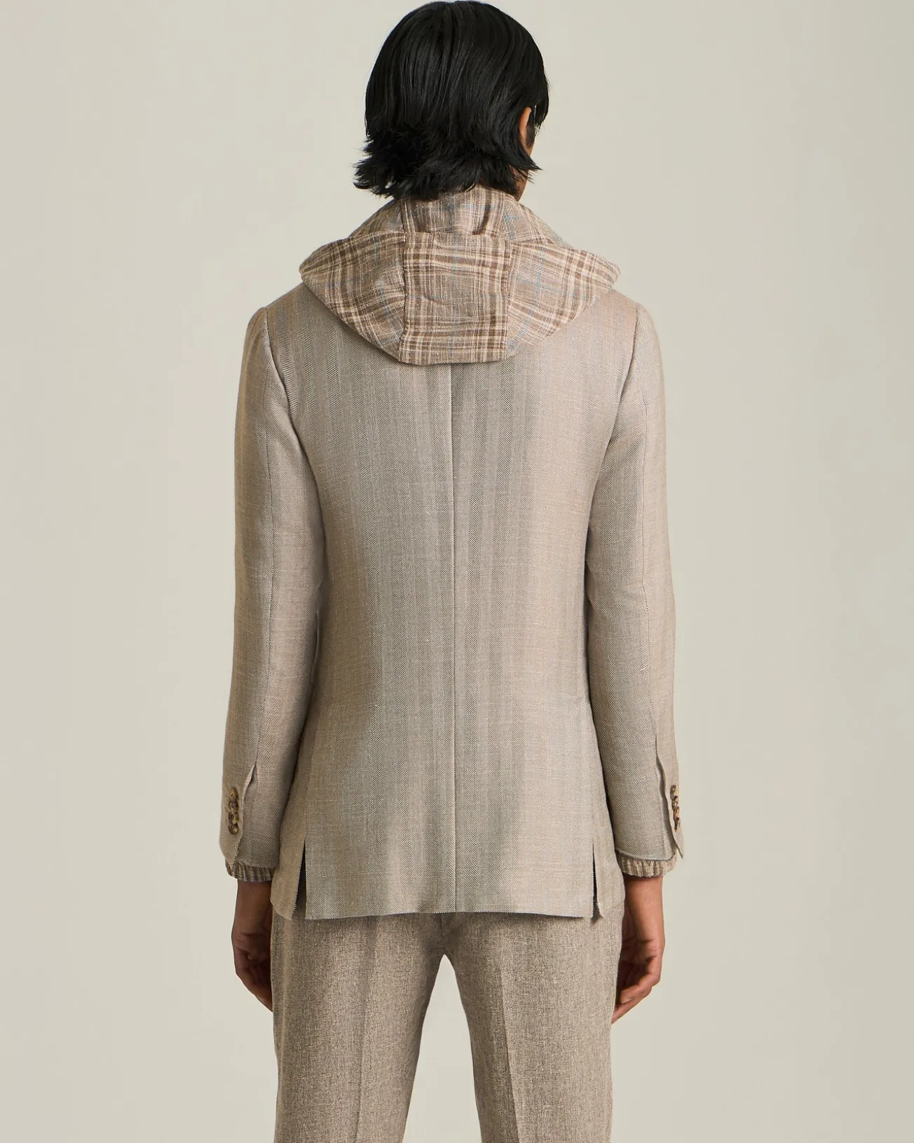 BLAZER IN MISTO CASHMERE CON MOTIVO A SPINA DI PESCE