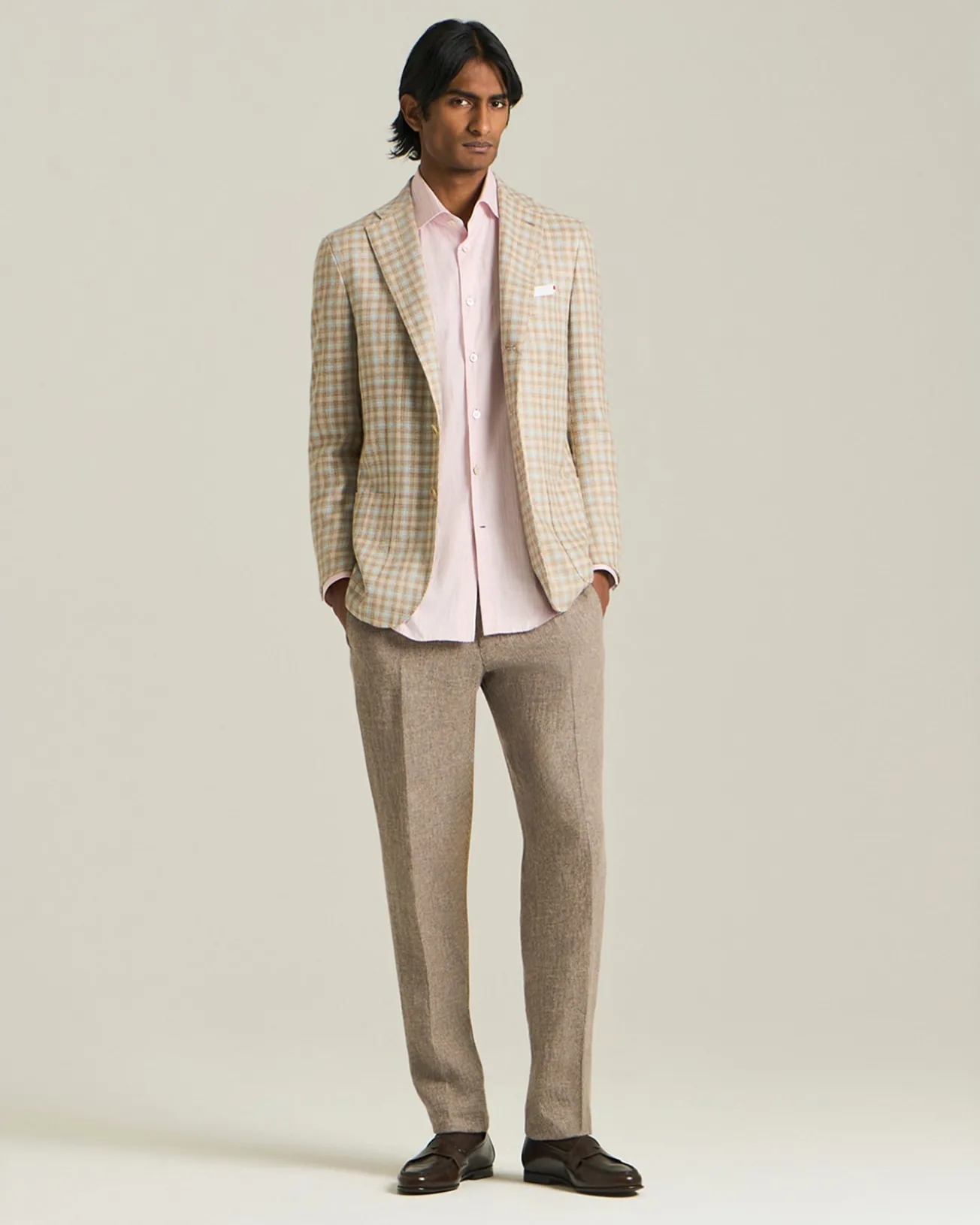 BLAZER IN MISTO CASHMERE CON MICRO-CHECK