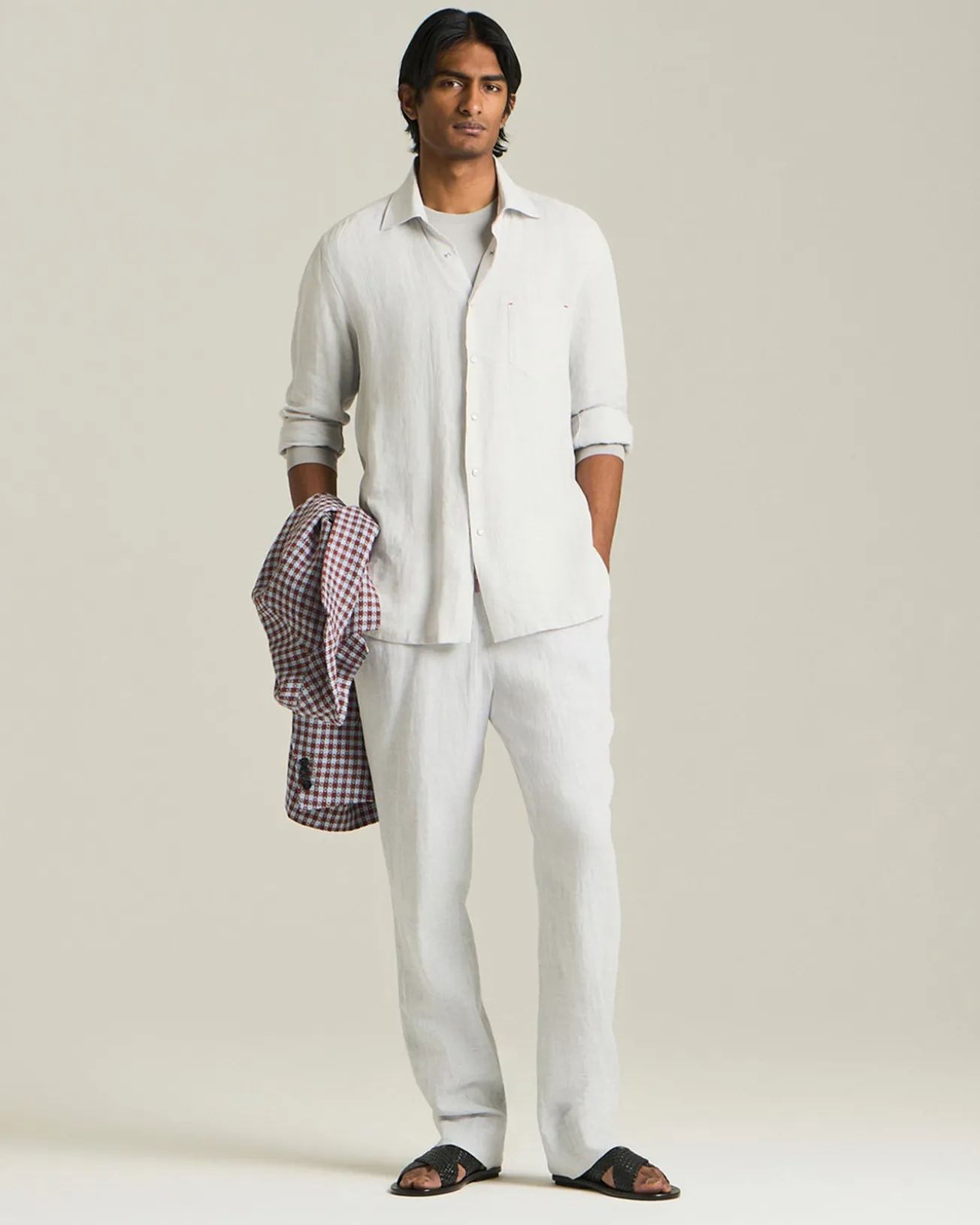 BLAZER IN MISTO CASHMERE CON MICRO-CHECK