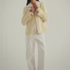 Blazer Principe di Galles giallo in blend di seta