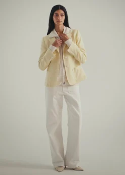 Blazer Principe di Galles giallo in blend di seta