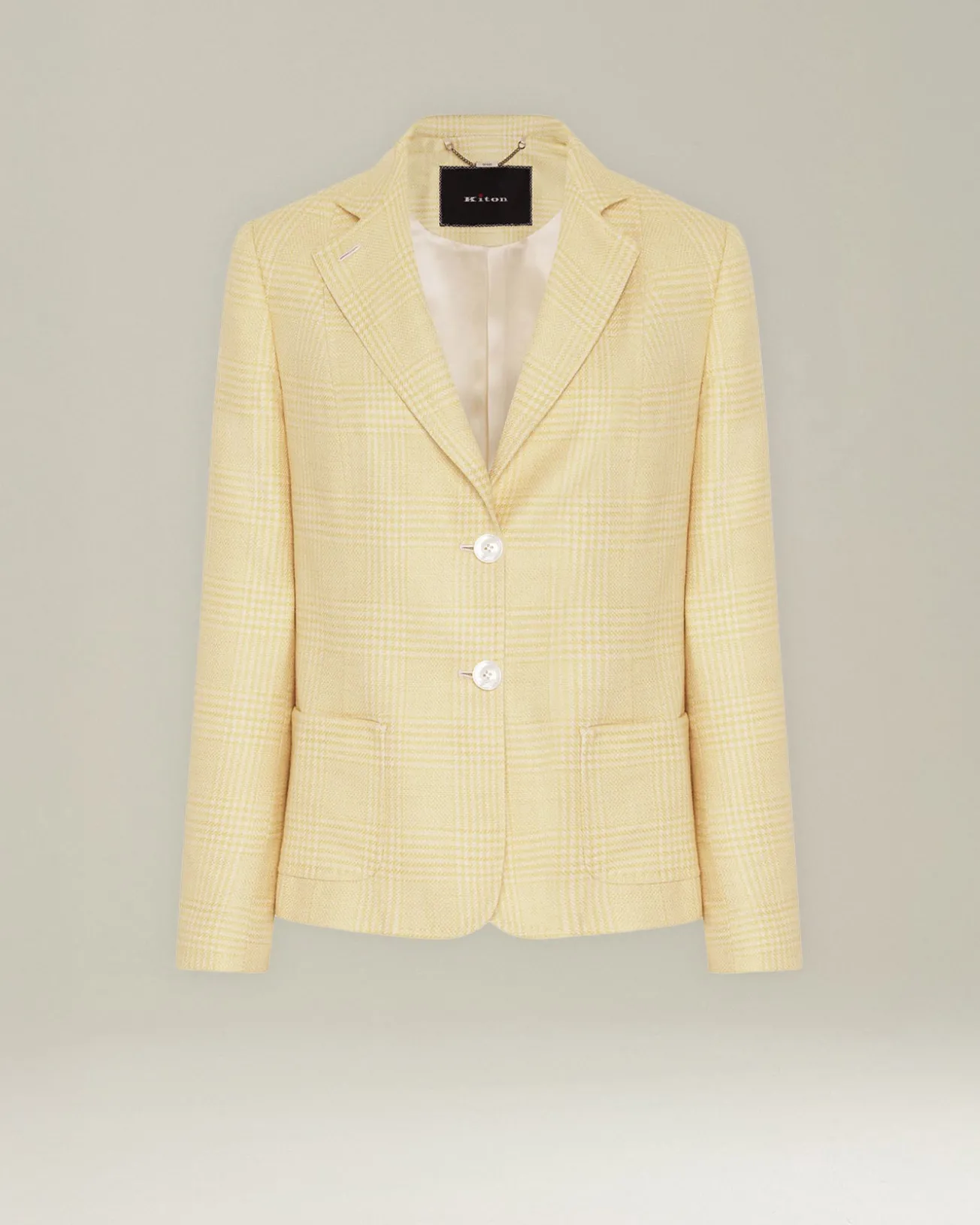 Blazer Principe di Galles giallo in blend di seta
