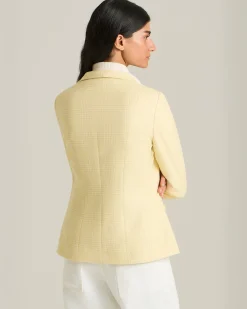 Blazer Principe di Galles giallo in blend di seta