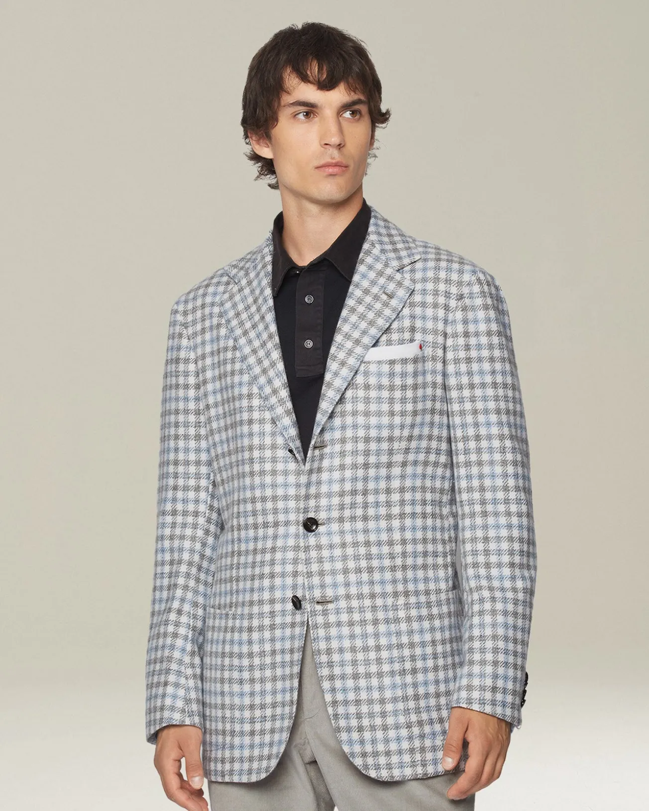 Blazer sartoriale uomo Principe di Galles cashmere blend