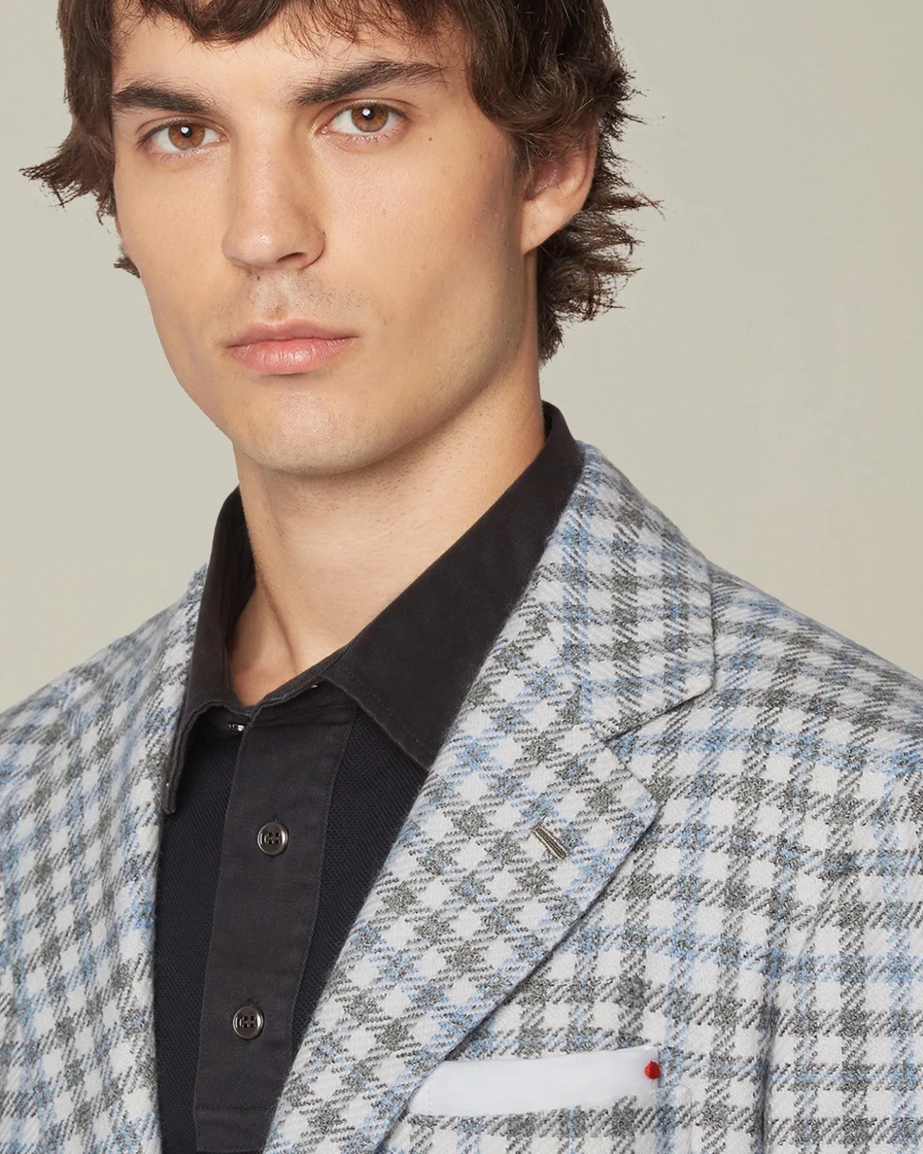 Blazer sartoriale uomo Principe di Galles cashmere blend