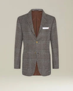 Blazer uomo Principe di Galles grigio in Cashmere Blend