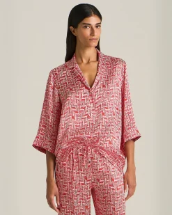 Blusa Scarlet Stairs in Seta Stampata