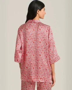 Blusa Scarlet Stairs in Seta Stampata