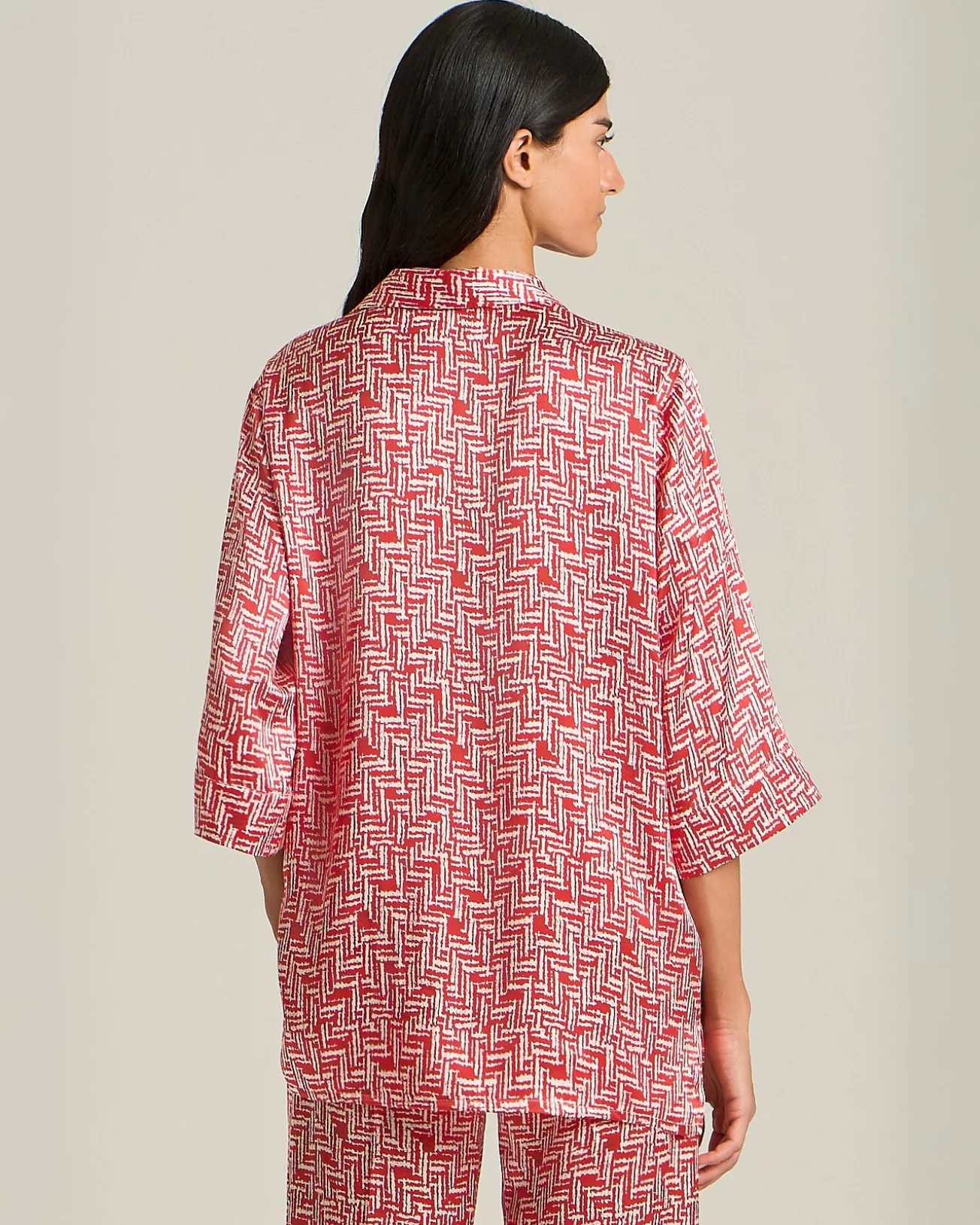 Blusa Scarlet Stairs in Seta Stampata