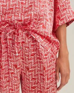 Blusa Scarlet Stairs in Seta Stampata