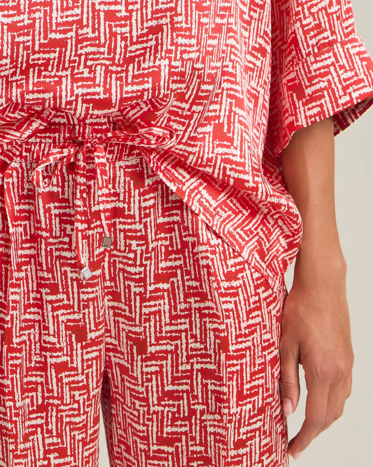 Blusa Scarlet Stairs in Seta Stampata