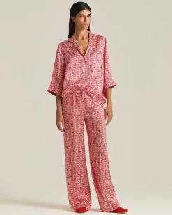 Blusa Scarlet Stairs in Seta Stampata