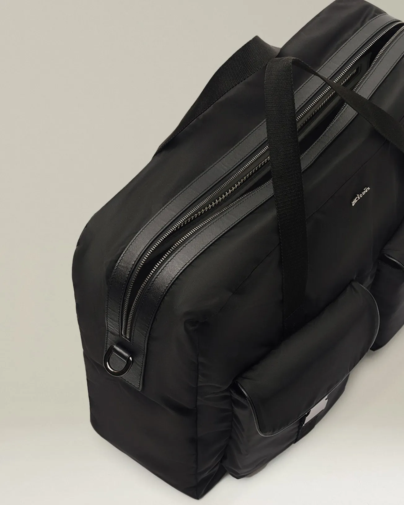 Borsa da lavoro in pelle e tessuto tecnico