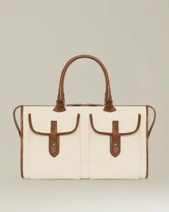 BORSA JOURNEY IN COTONE E PELLE