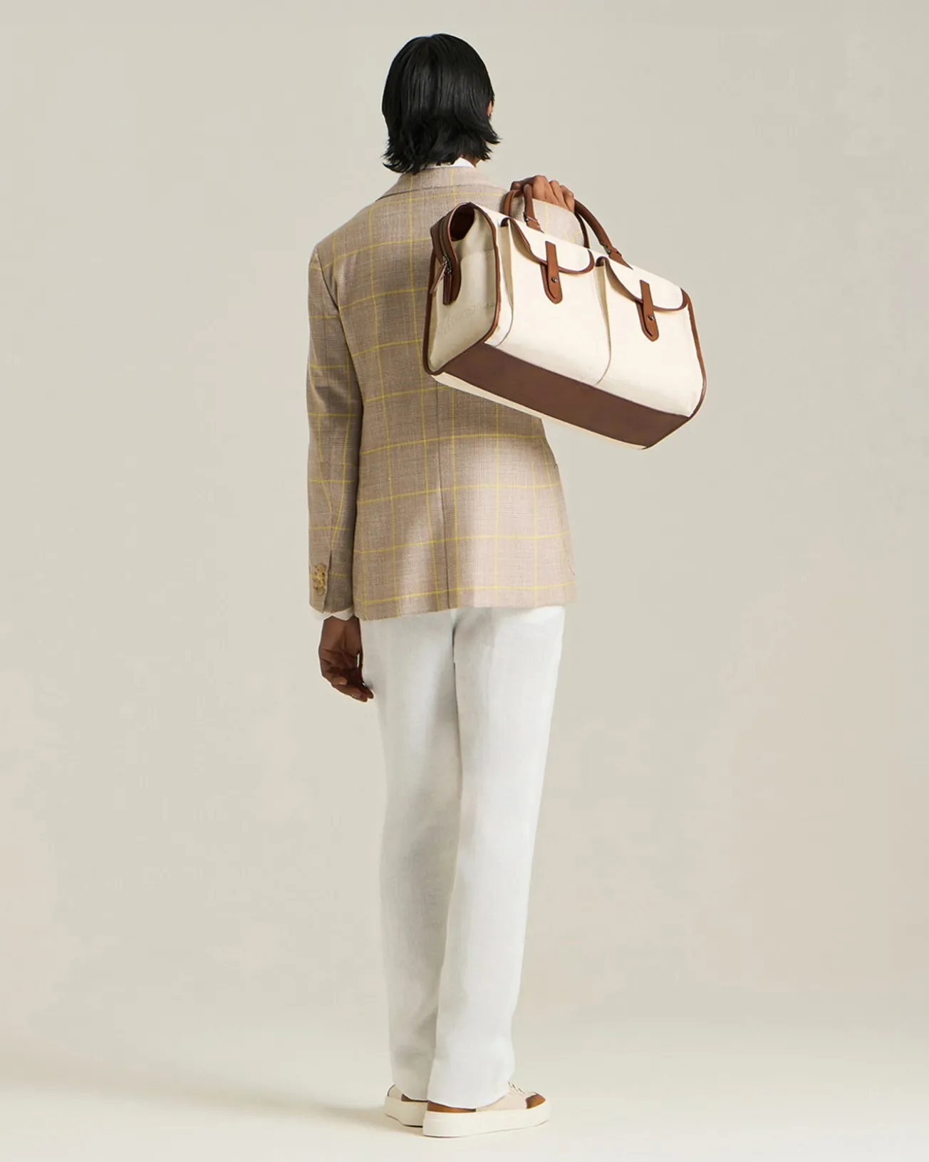 BORSA JOURNEY IN COTONE E PELLE