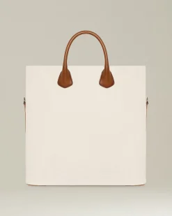 BORSA TOTE IN COTONE E PELLE