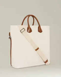 BORSA TOTE IN COTONE E PELLE