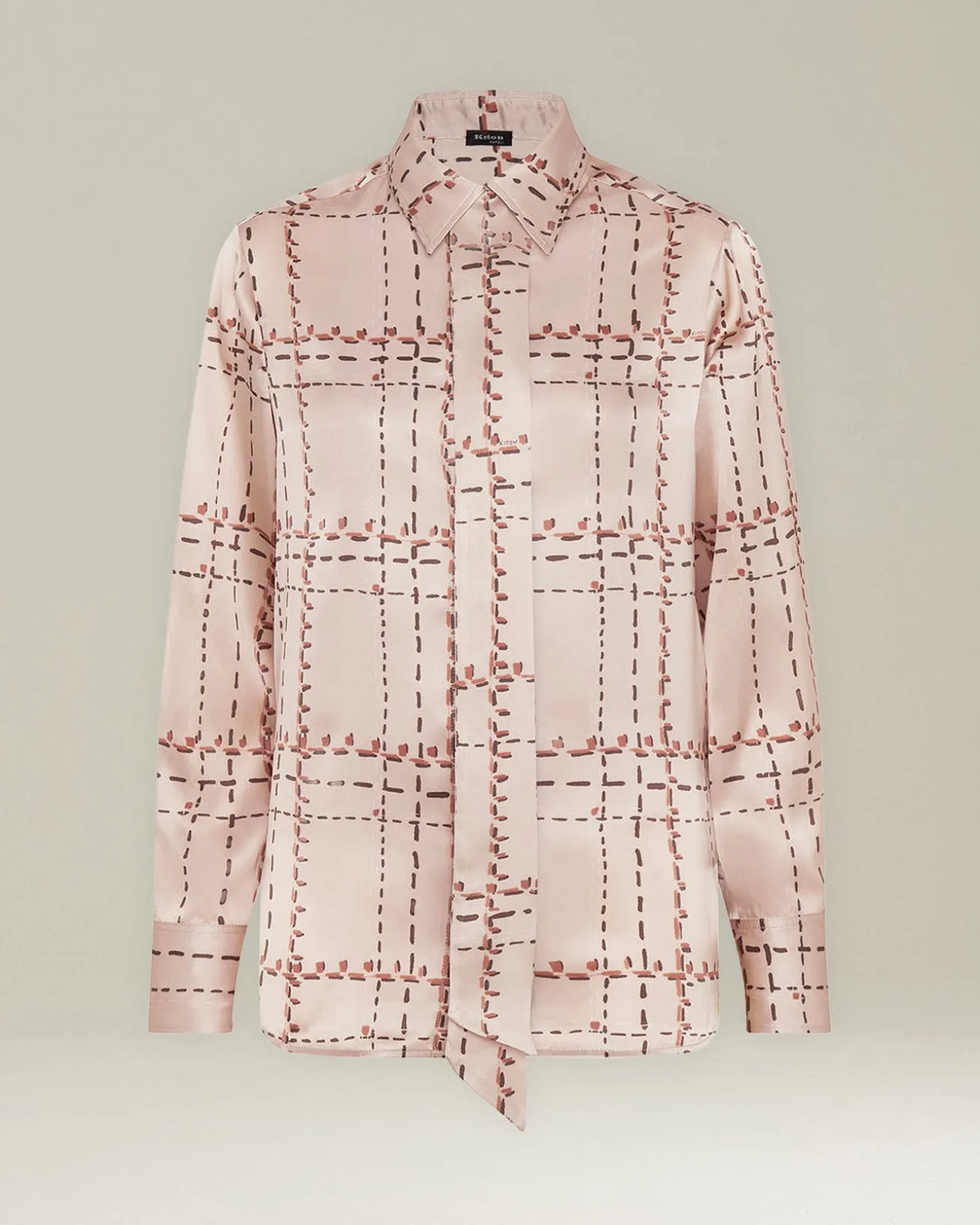 Camicia 100% seta rosa con stampa geometrica
