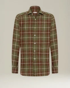 Camicia A Quadri In Lino