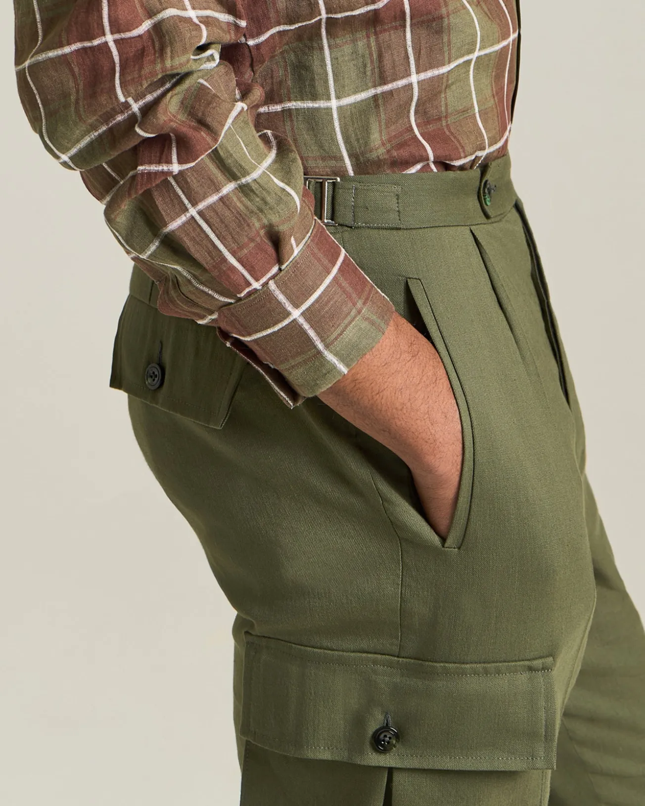 Camicia A Quadri In Lino