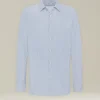 Camicia a righe celeste collo francesce