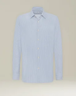 Camicia a righe celeste collo francesce