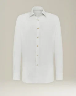 Camicia bianca in lino con bottoni in madreperla
