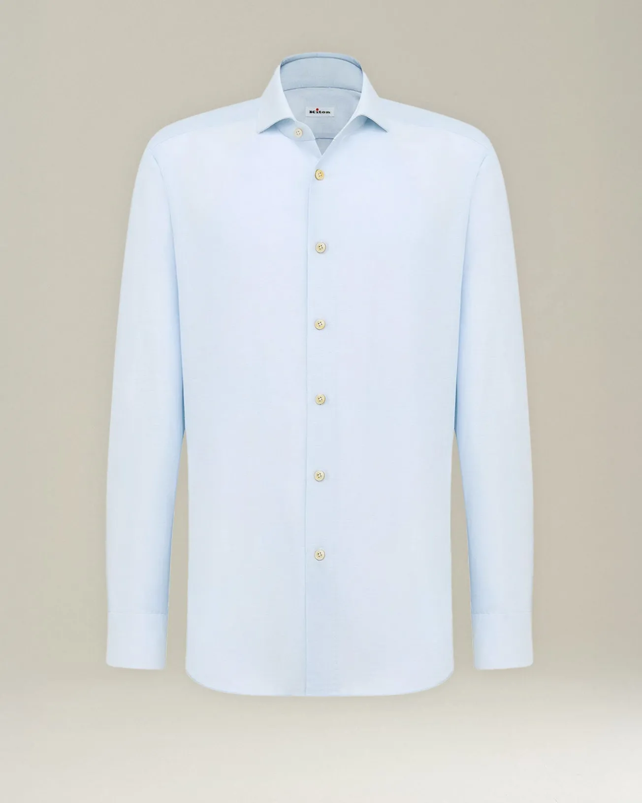 Camicia classica celeste in misto cotone e canapa