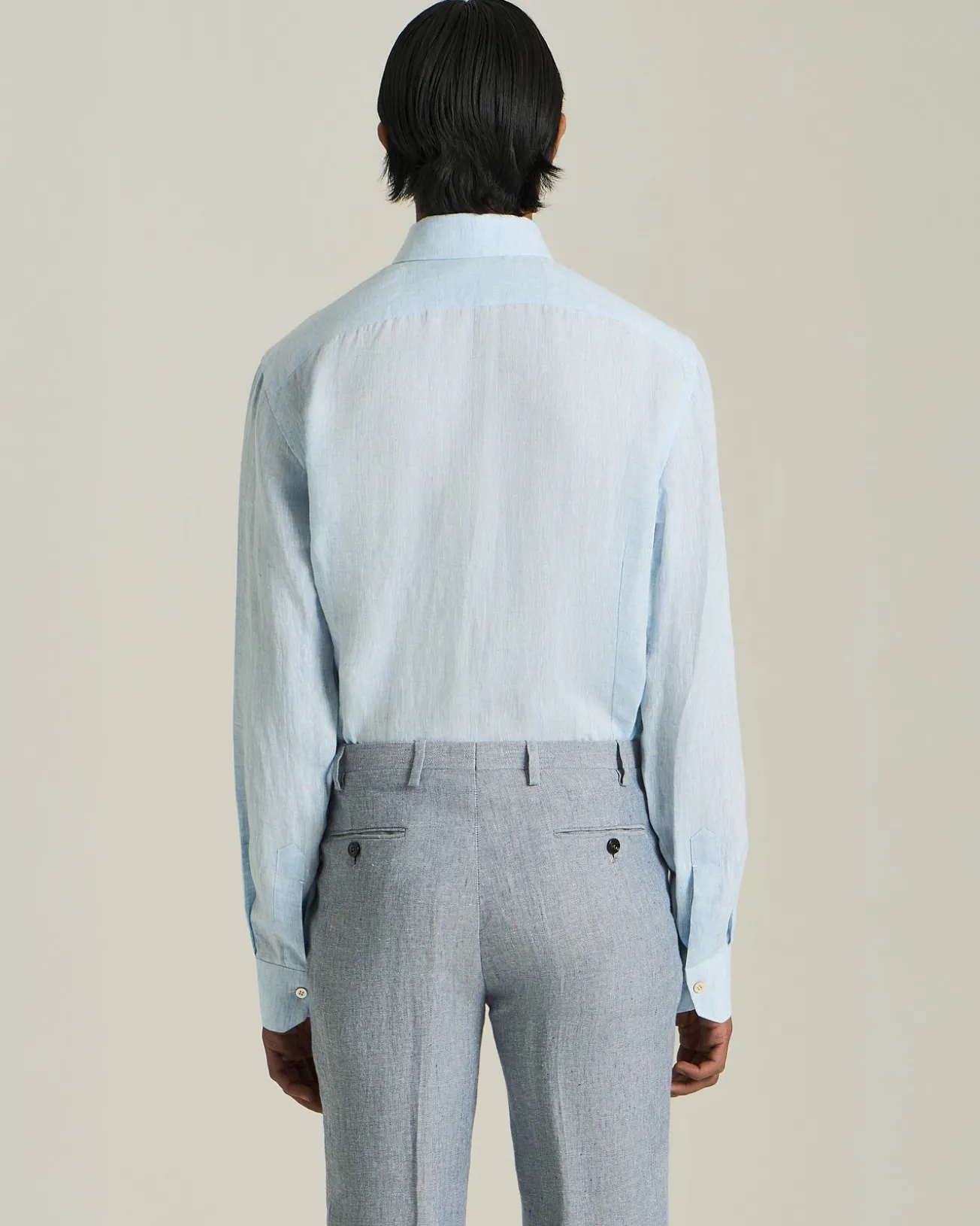Camicia classica in lino celeste