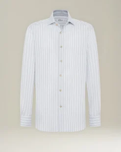 Camicia elegante a righe in cotone e lino