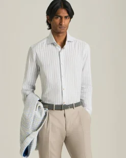 Camicia elegante a righe in cotone e lino