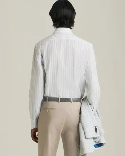 Camicia elegante a righe in cotone e lino