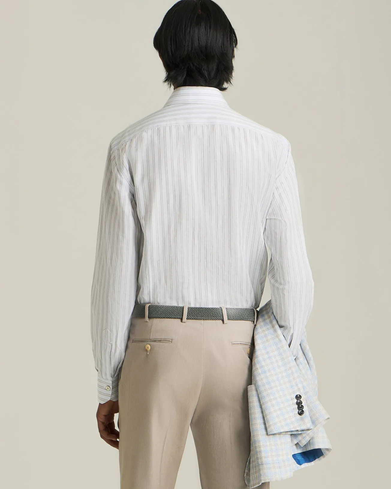 Camicia elegante a righe in cotone e lino
