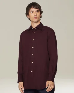 Camicia in Flanella Monochrome bourdeaux