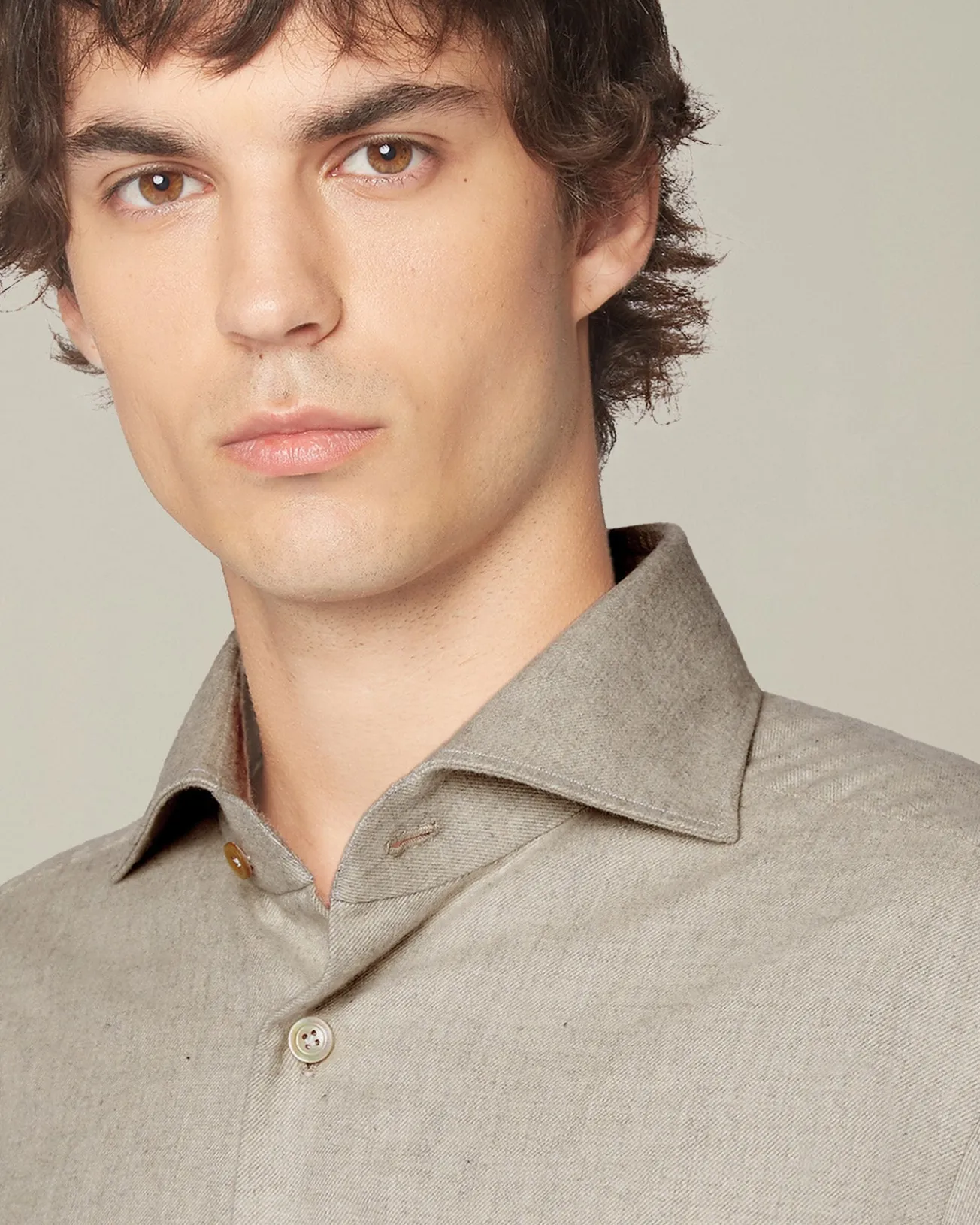 Camicia in Flanella Monochrome color sabbia