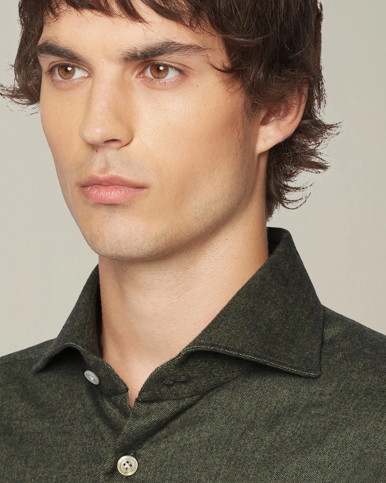 Camicia in Flanella Monochrome verde scura
