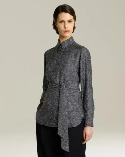 Camicia in Seta Lamé con Sciarpina